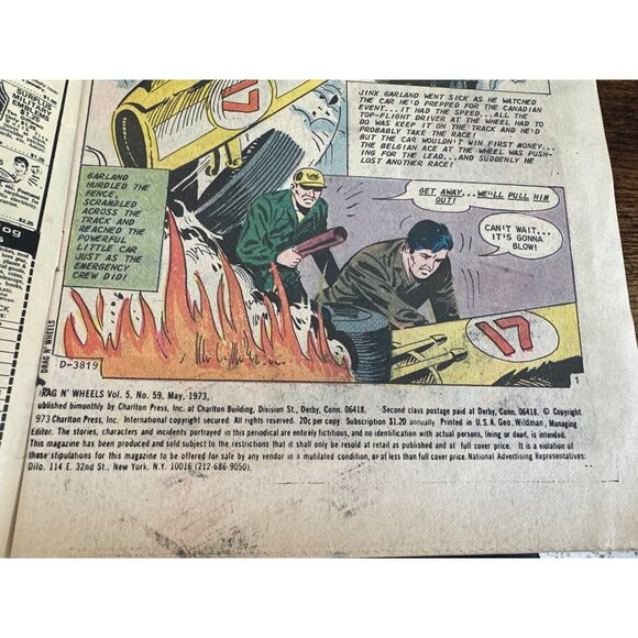 Charlton Comics Drag N’ Wheels Comic Vol 5 #59 May 1973 Vintage Collectible - Picture 4 of 5